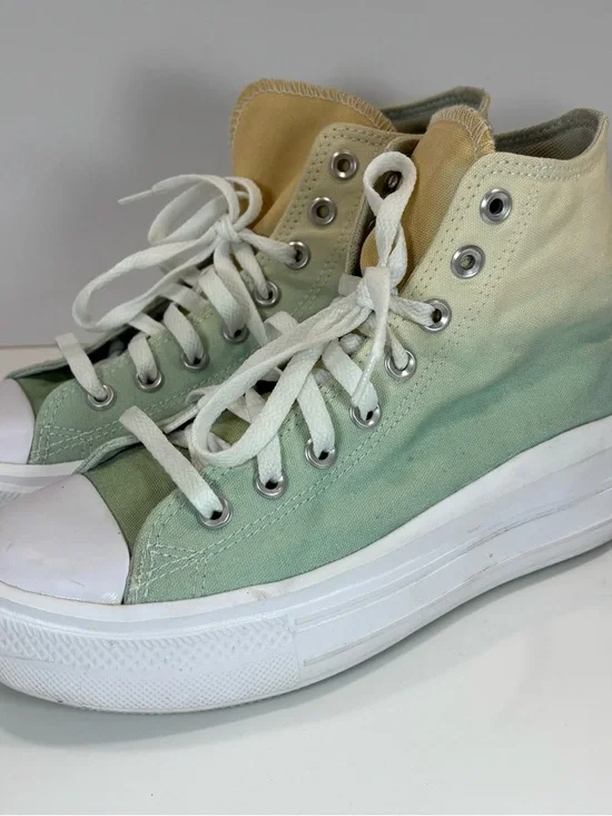 Converse Shoes Women 9 Ombre Chuck Taylor All Star High Top Platform Shoes Green - Picture 2 of 8